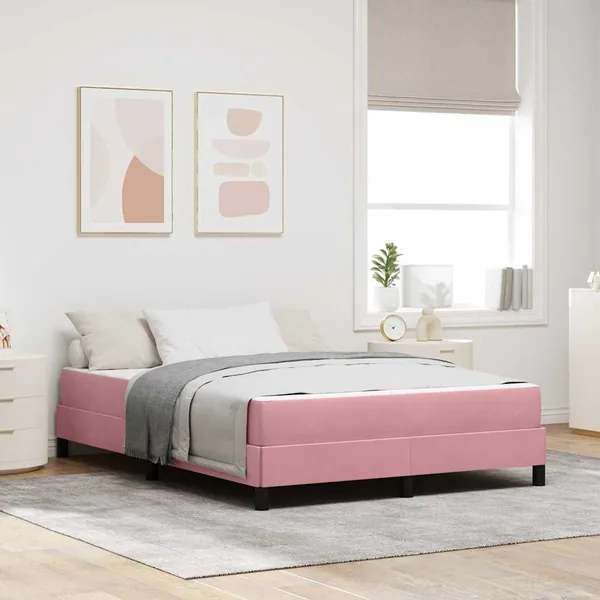 Lit à ressorts avec matelas Rose 160 x 210 cm tissu