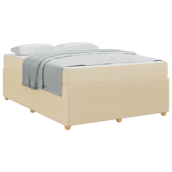 Cadre de lit avec matelas Crème 160 x 200 cm tissu
