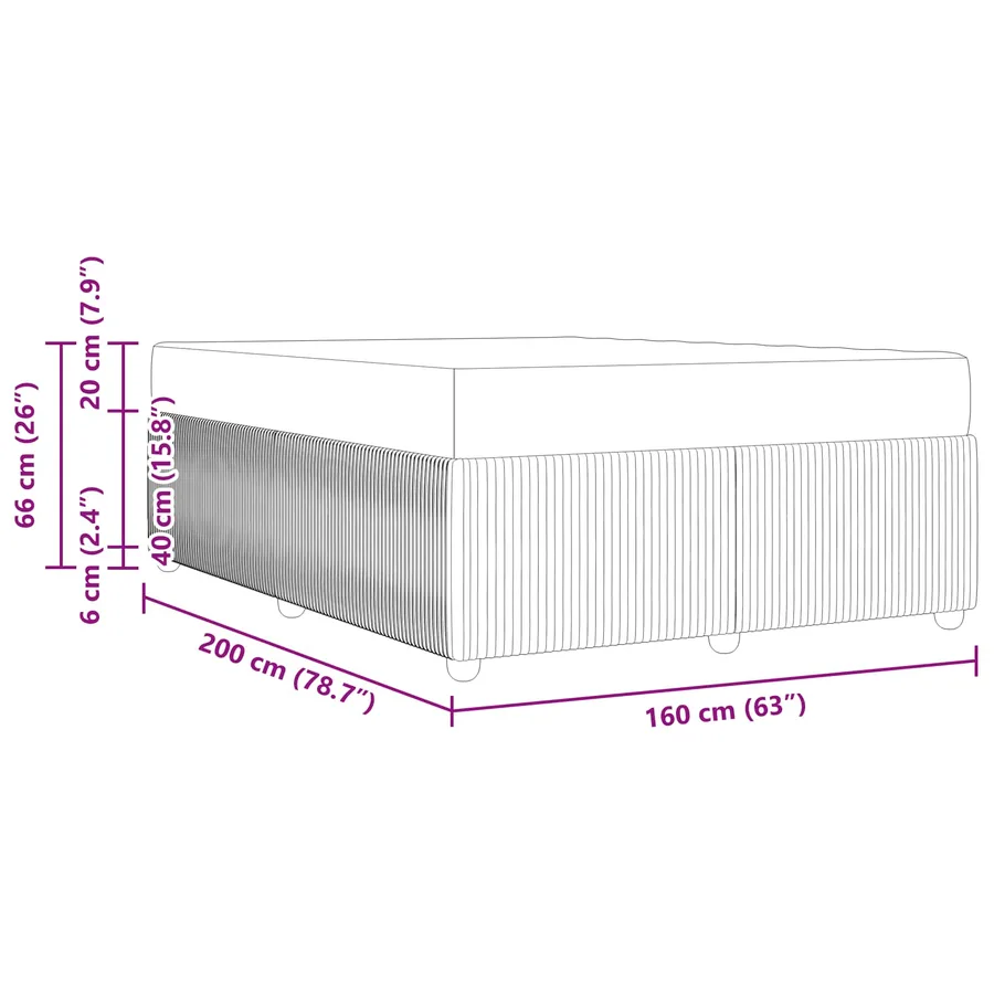 Cadre de lit avec matelas Crème 160 x 200 cm tissu - 12