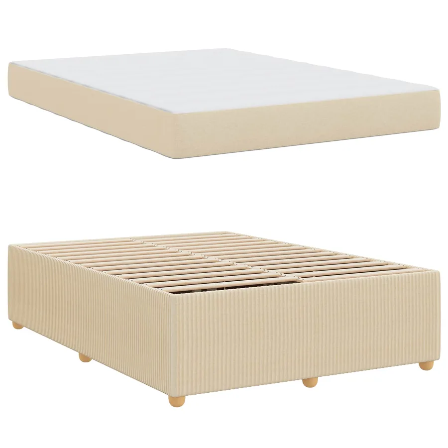 Cadre de lit avec matelas Crème 160 x 200 cm tissu - 4