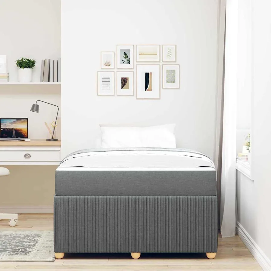 Cadre de lit avec matelas Gris foncé 120 x 200 cm tissu - 3