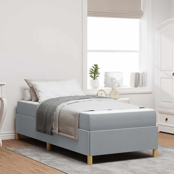 Cadre de lit avec matelas Gris clair 80 x 200 cm tissu