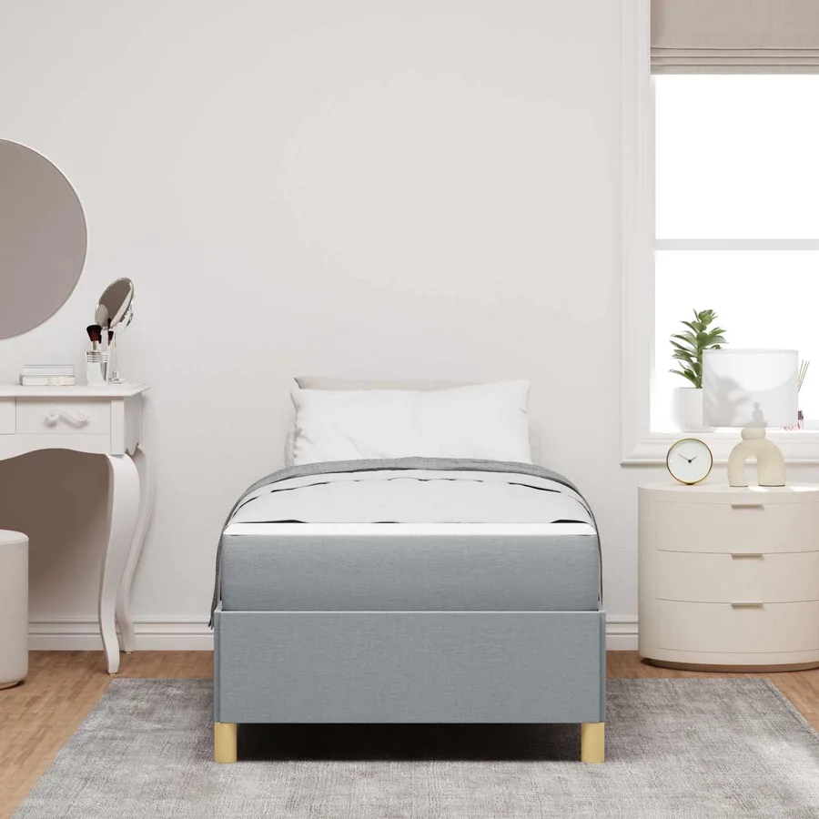 Cadre de lit avec matelas Gris clair 80 x 200 cm tissu - 4