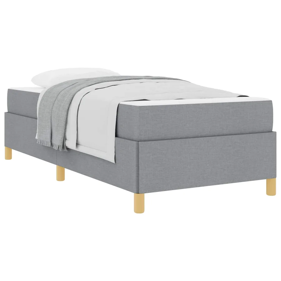 Cadre de lit avec matelas Gris clair 90 x 190 cm tissu - 2