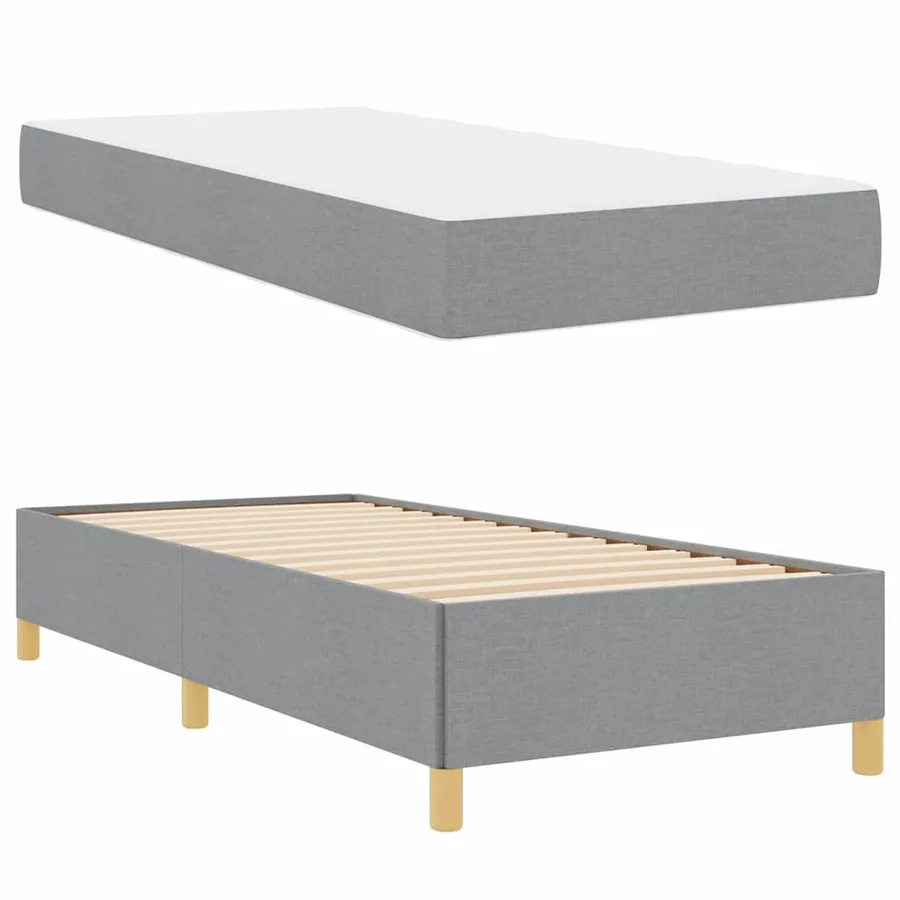 Cadre de lit avec matelas Gris clair 90 x 190 cm tissu - 6