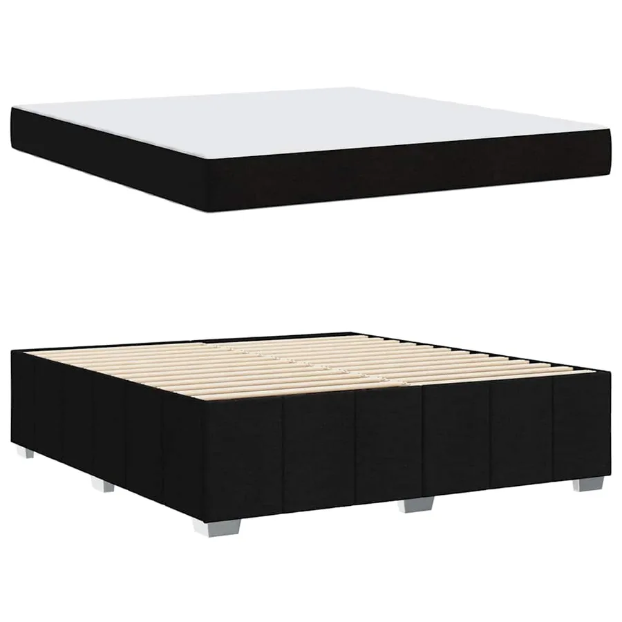 Cadre de lit avec matelas Noir 180 x 200 cm tissu - 6
