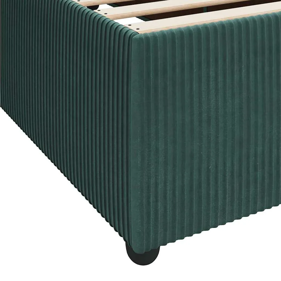 Cadre de lit avec matelas Vert foncé 90 x 190 cm tissu - 10