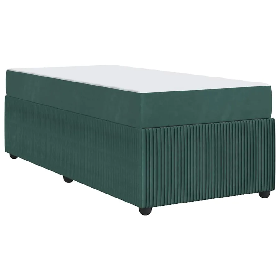 Cadre de lit avec matelas Vert foncé 90 x 190 cm tissu - 9