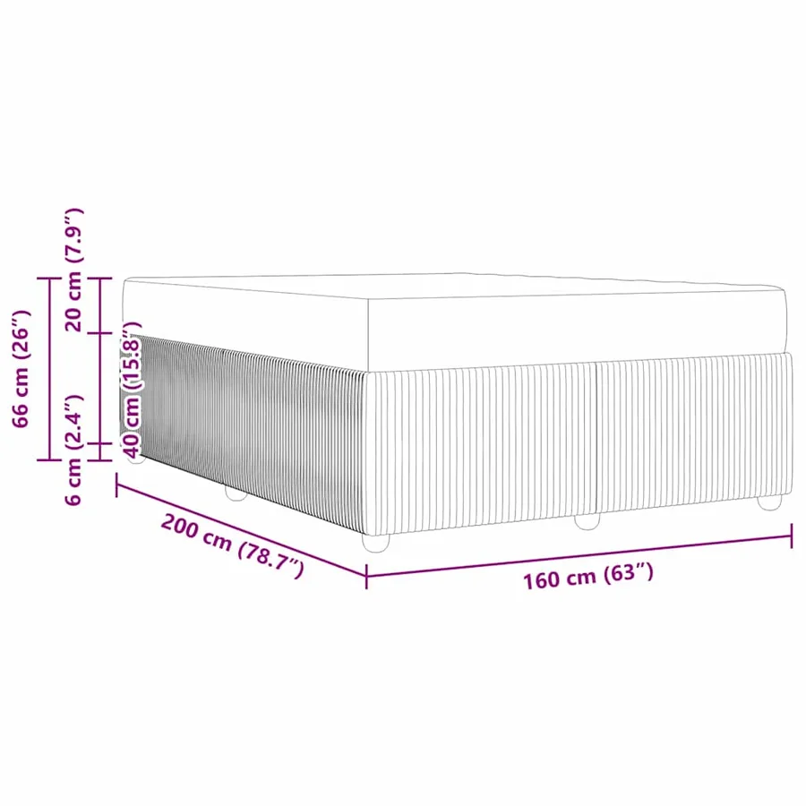 Cadre de lit avec matelas Gris foncé 160 x 200 cm tissu - 11
