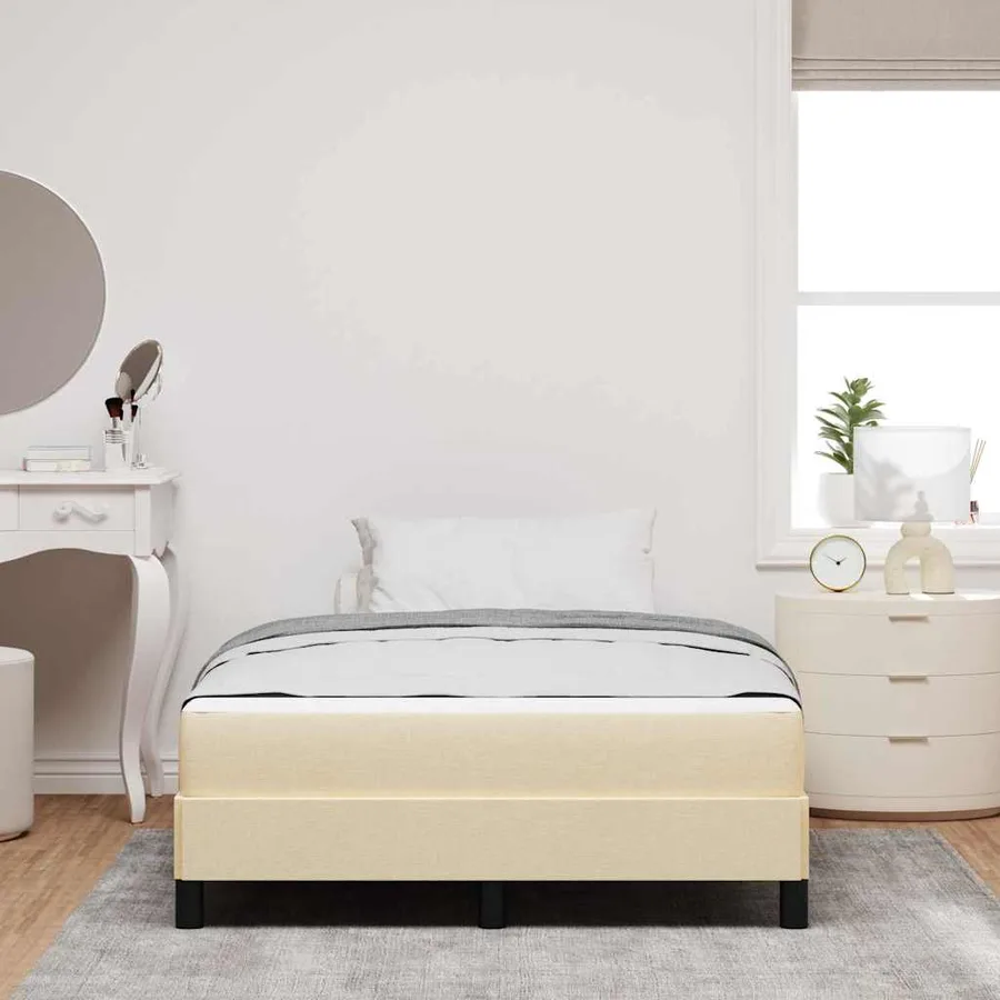 Lit à ressorts avec matelas Crème 120 x 200 cm tissu - 3
