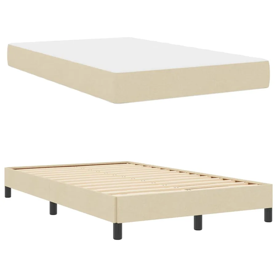 Lit à ressorts avec matelas Crème 120 x 200 cm tissu - 6