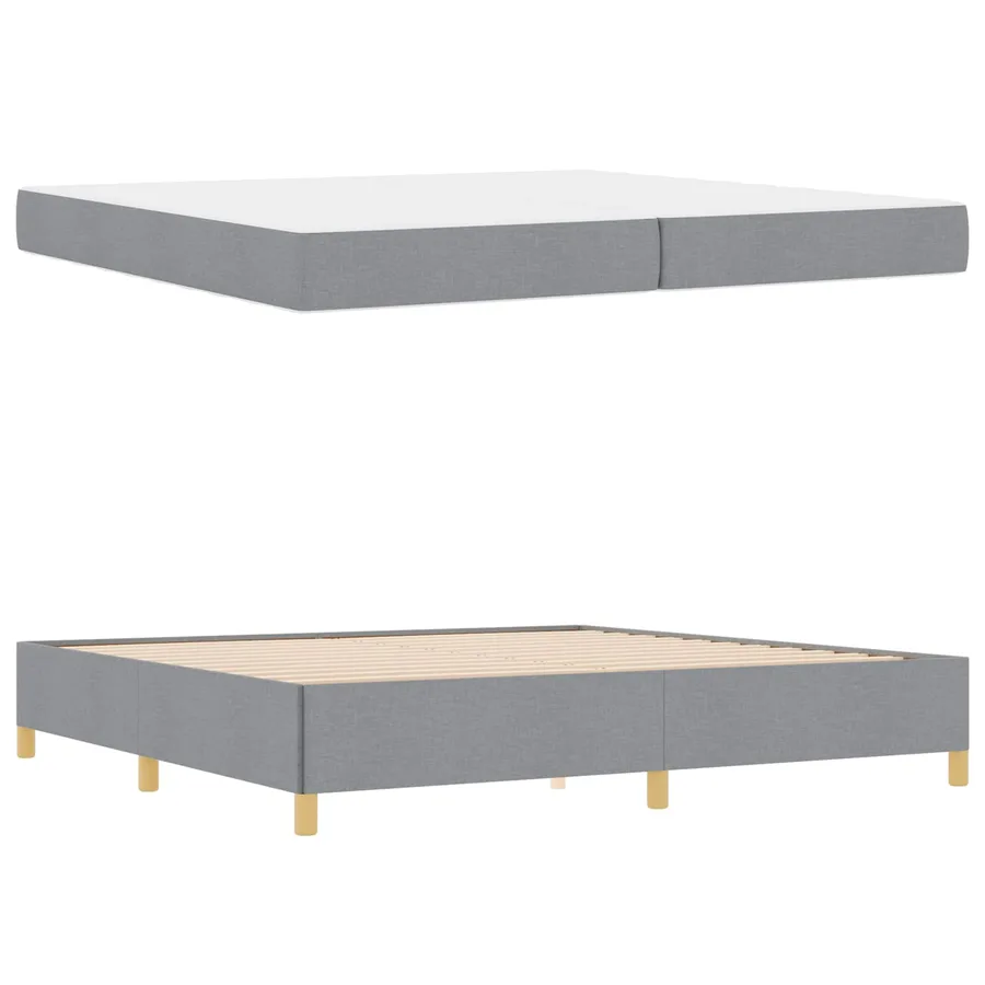 Cadre de lit avec matelas Gris clair 200 x 200 cm tissu - 5