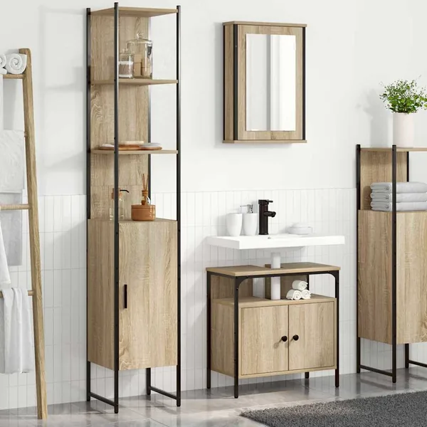 Ensemble de mobilier de salle de bain 3 pcs Chêne Sonoma