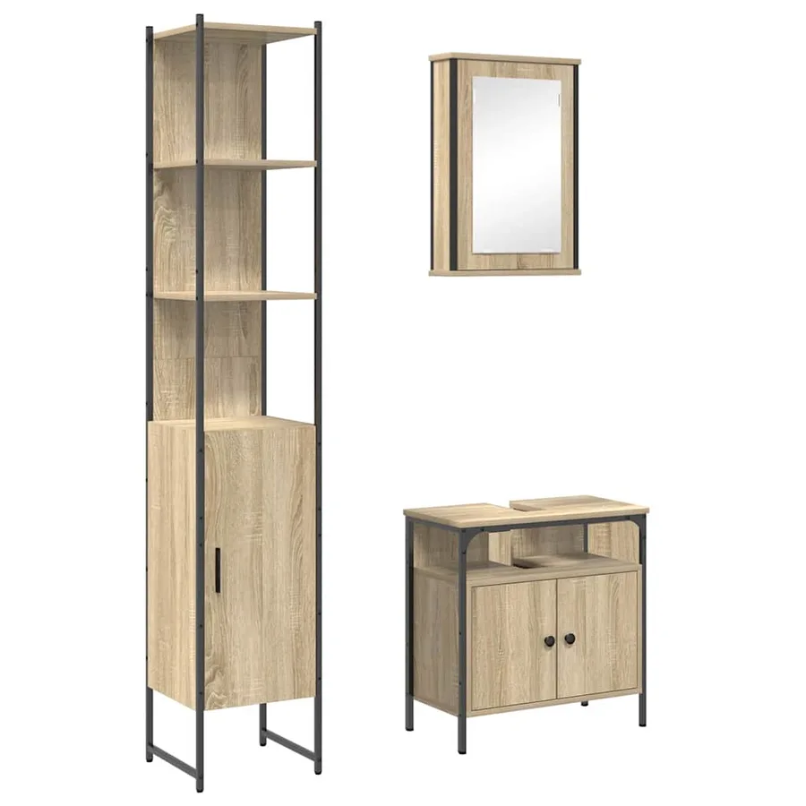 Ensemble de mobilier de salle de bain 3 pcs Chêne Sonoma - 2