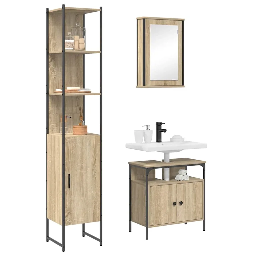 Ensemble de mobilier de salle de bain 3 pcs Chêne Sonoma - 3
