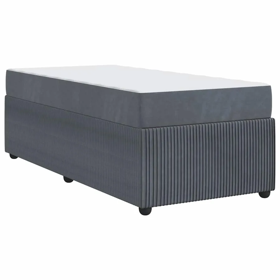 Cadre de lit avec matelas Gris foncé 100 x 200 cm tissu - 7
