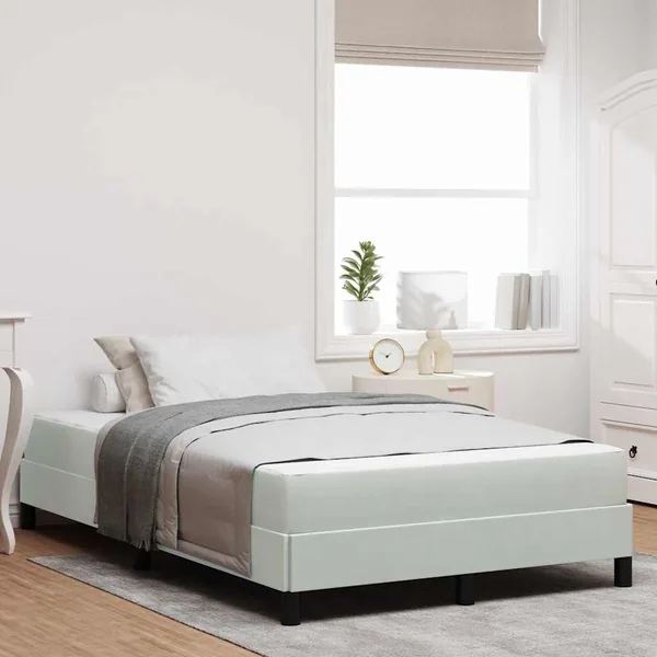 Lit à ressorts avec matelas Gris clair 120 x 210 cm tissu