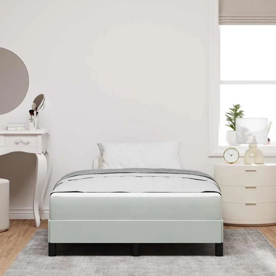 Lit à ressorts avec matelas Gris clair 120 x 210 cm tissu - 3