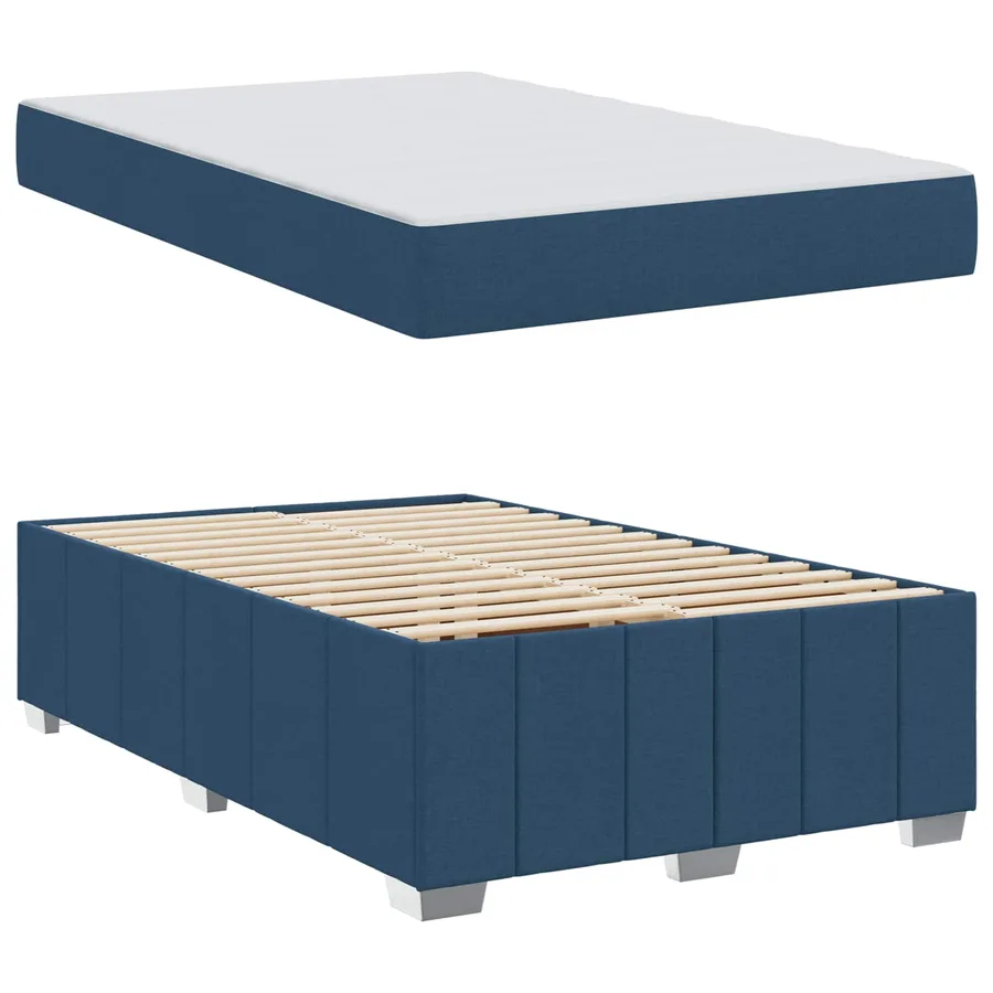 Cadre de lit avec matelas Bleu 120 x 200 cm tissu - 5