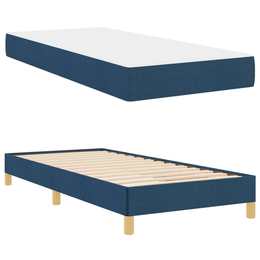 Lit à ressorts avec matelas Bleu 100 x 200 cm tissu - 5