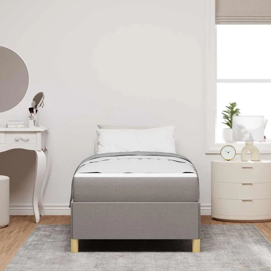 Cadre de lit avec matelas Taupe 100 x 200 cm tissu - 3