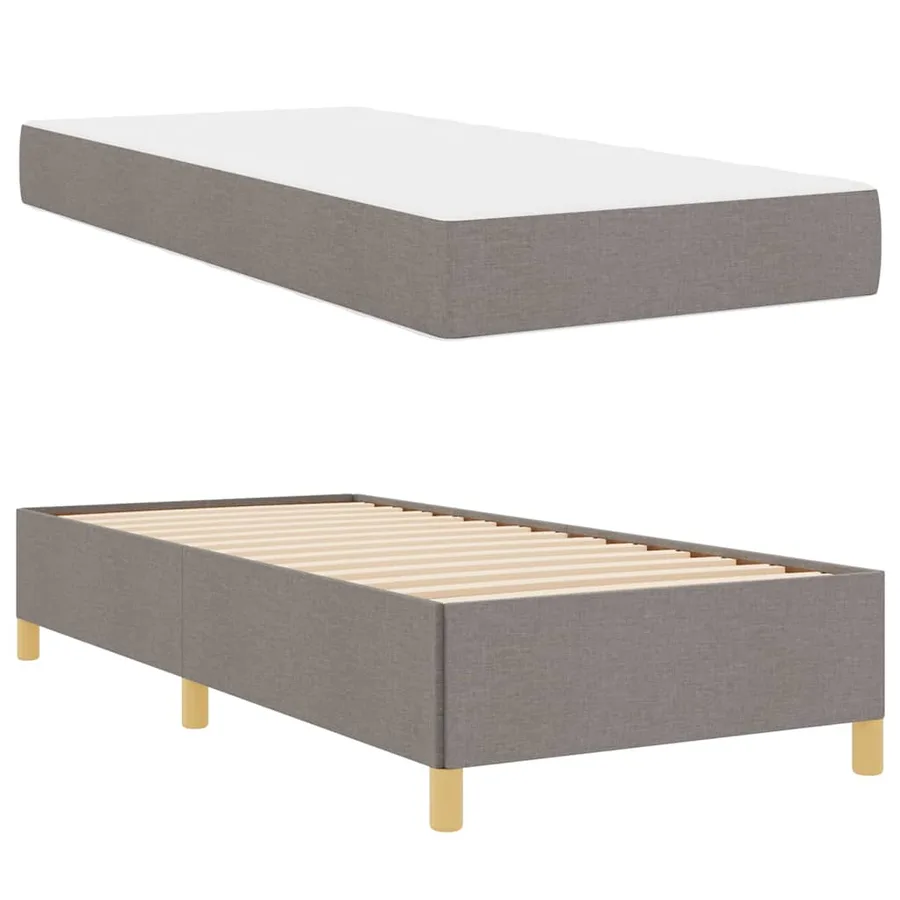 Cadre de lit avec matelas Taupe 100 x 200 cm tissu - 6