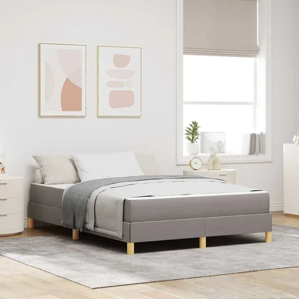 Lit à ressorts avec matelas Taupe 140 x 200 cm tissu