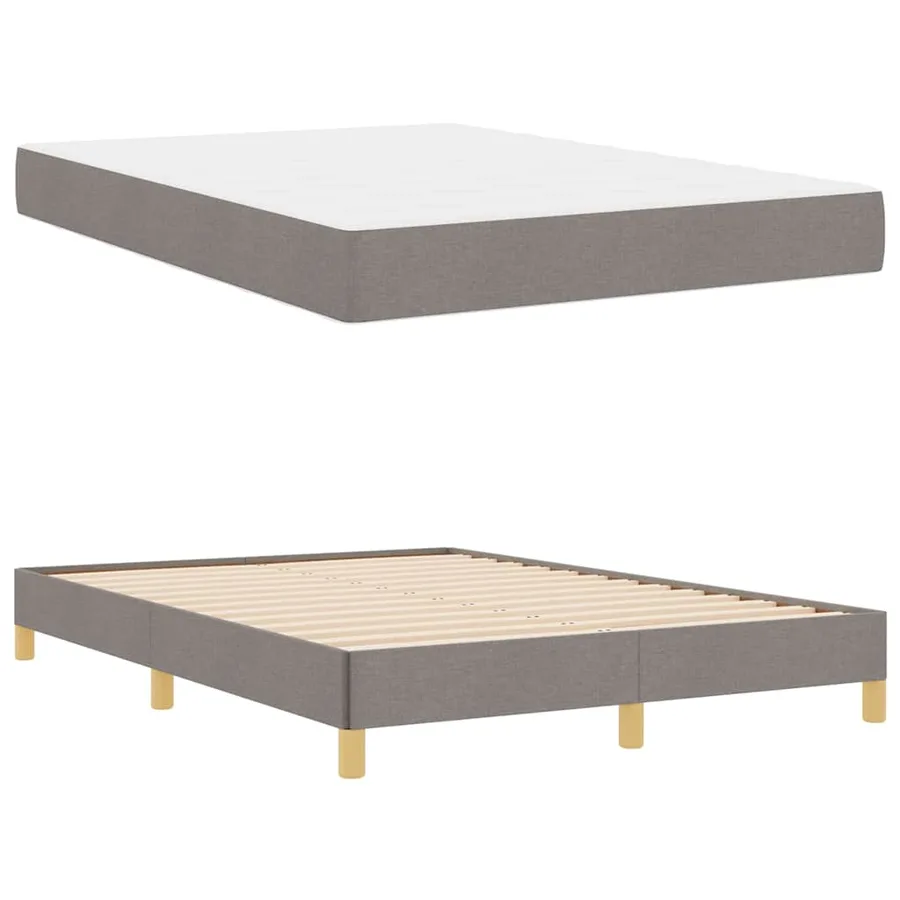 Lit à ressorts avec matelas Taupe 140 x 200 cm tissu - 6