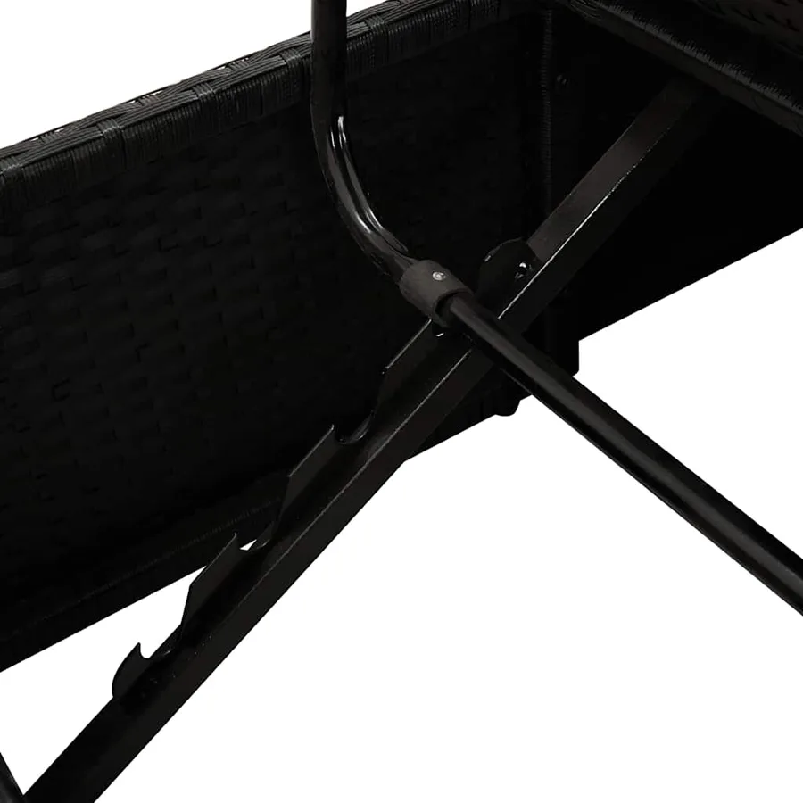 Chaise longue avec coussins Résine tressée Noir - 10