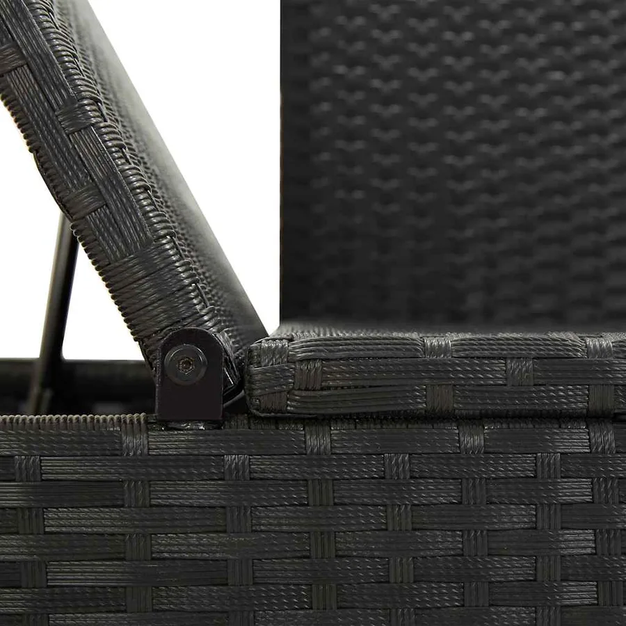 Chaise longue avec coussins Résine tressée Noir - 8