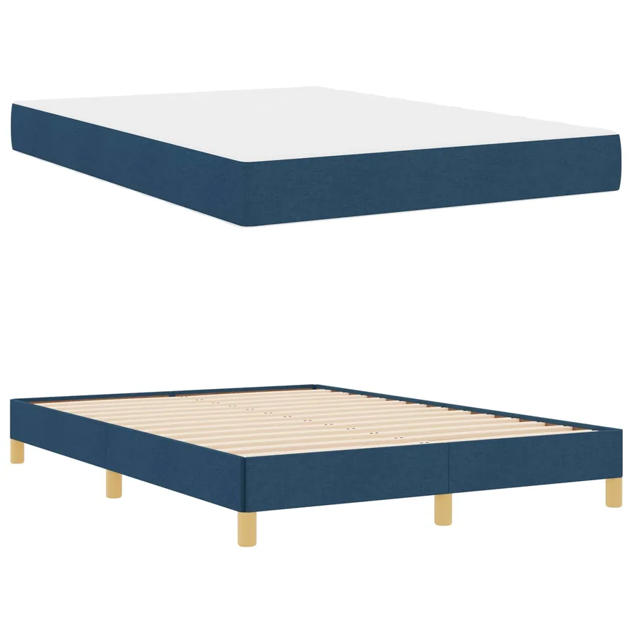 Lit à ressorts avec matelas Bleu 140 x 200 cm tissu - 5