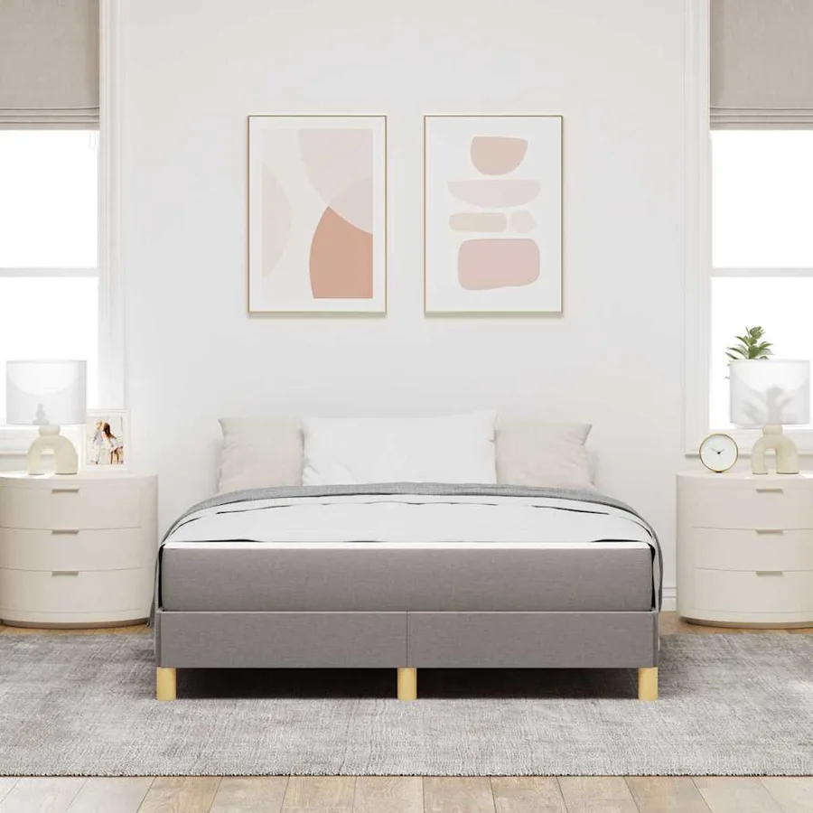 Lit à ressorts avec matelas Taupe 160 x 200 cm tissu - 3