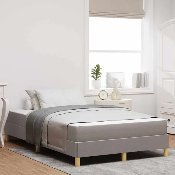 Lit à ressorts avec matelas Taupe 120 x 200 cm tissu