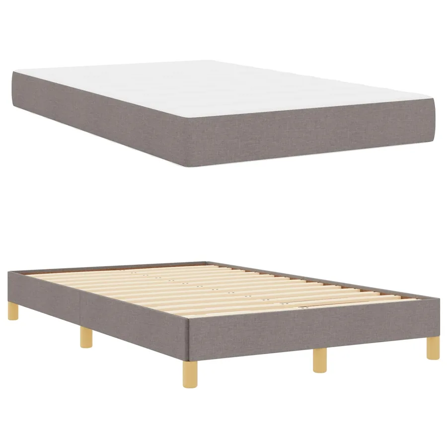 Lit à ressorts avec matelas Taupe 120 x 200 cm tissu - 6