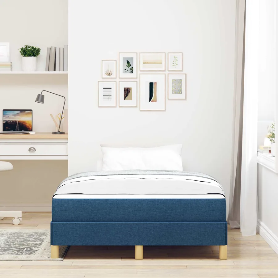 Lit à ressorts avec matelas Bleu 120 x 200 cm tissu - 4