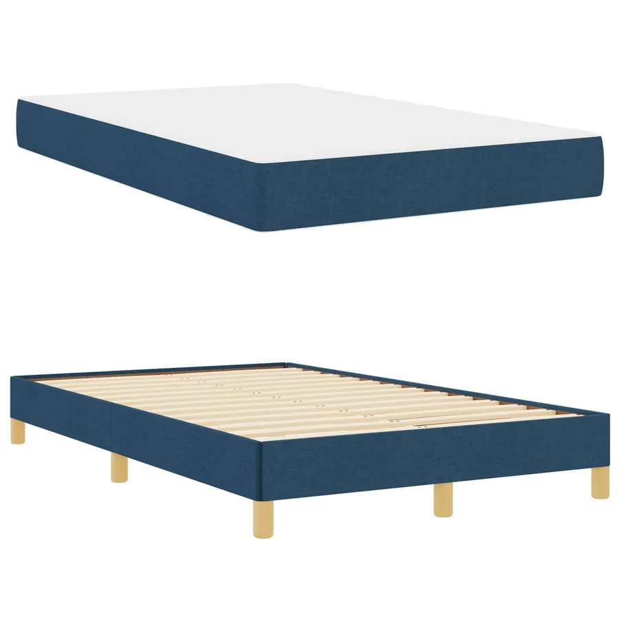 Lit à ressorts avec matelas Bleu 120 x 200 cm tissu - 6