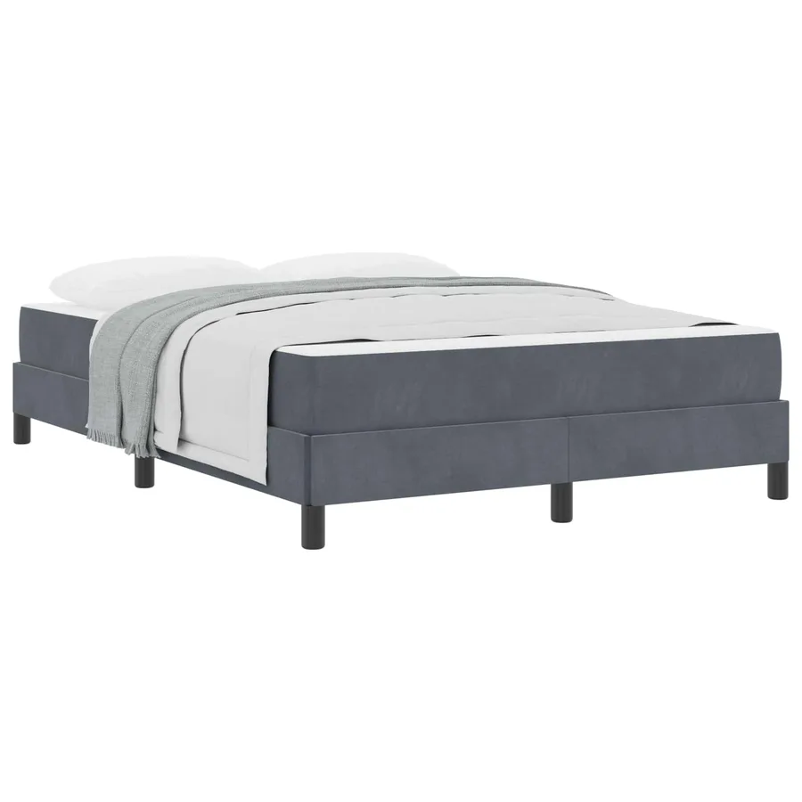 Lit à ressorts avec matelas Gris foncé 160 x 200 cm tissu - 2