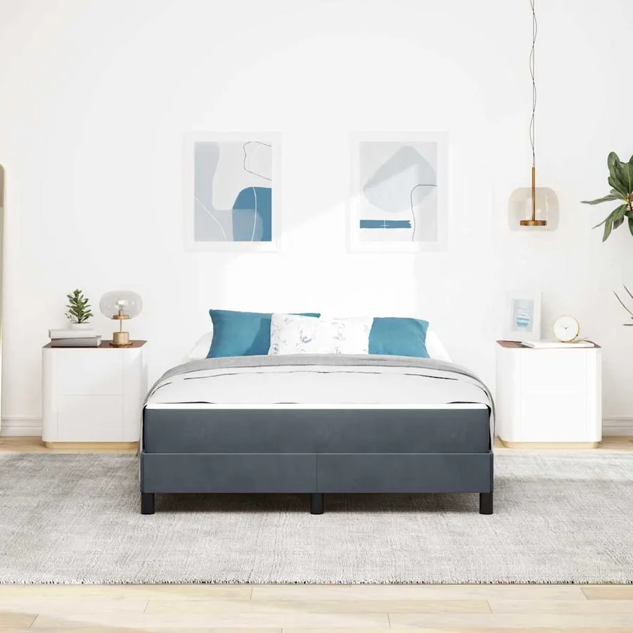 Lit à ressorts avec matelas Gris foncé 160 x 200 cm tissu - 3