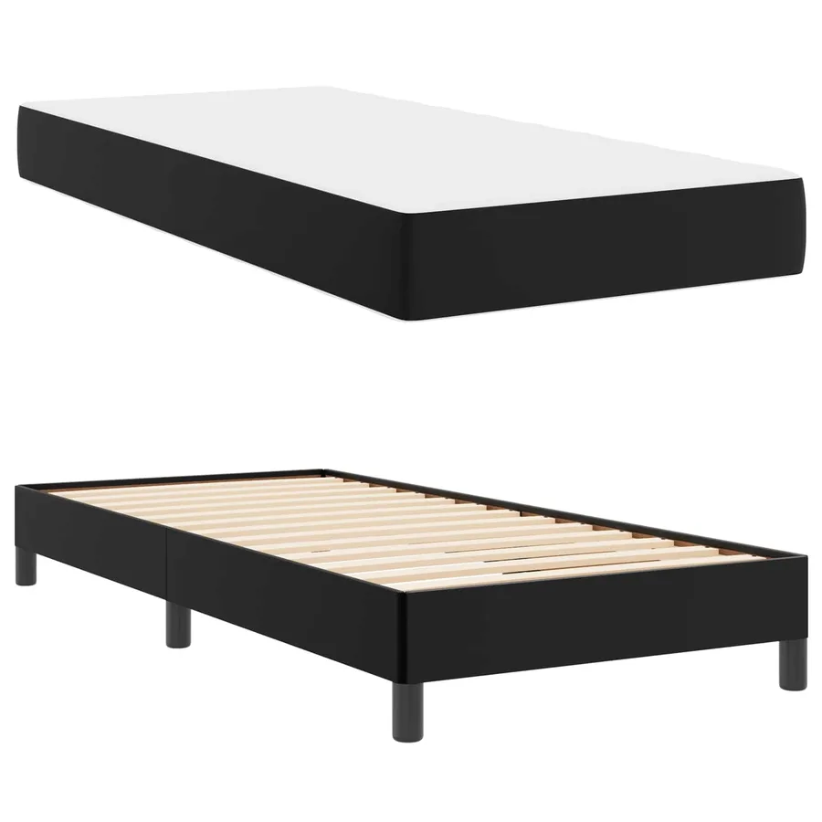 Cadre de lit avec matelas Noir 100 x 200 cm tissu - 5