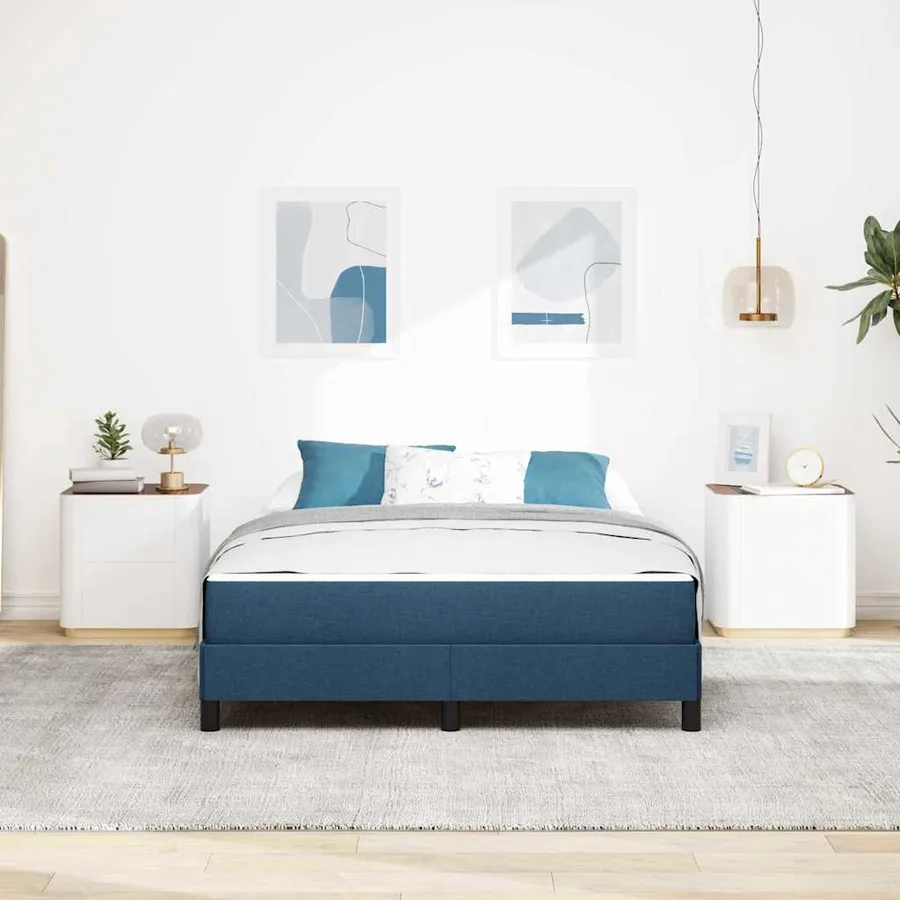 Lit à ressorts avec matelas Bleu 140 x 200 cm tissu - 3
