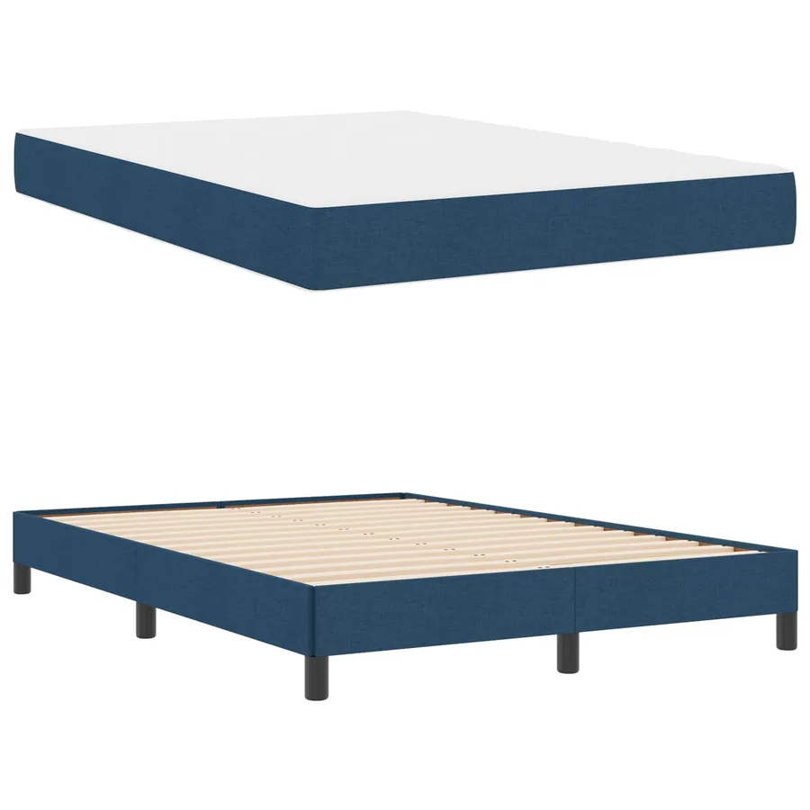 Lit à ressorts avec matelas Bleu 140 x 200 cm tissu - 5