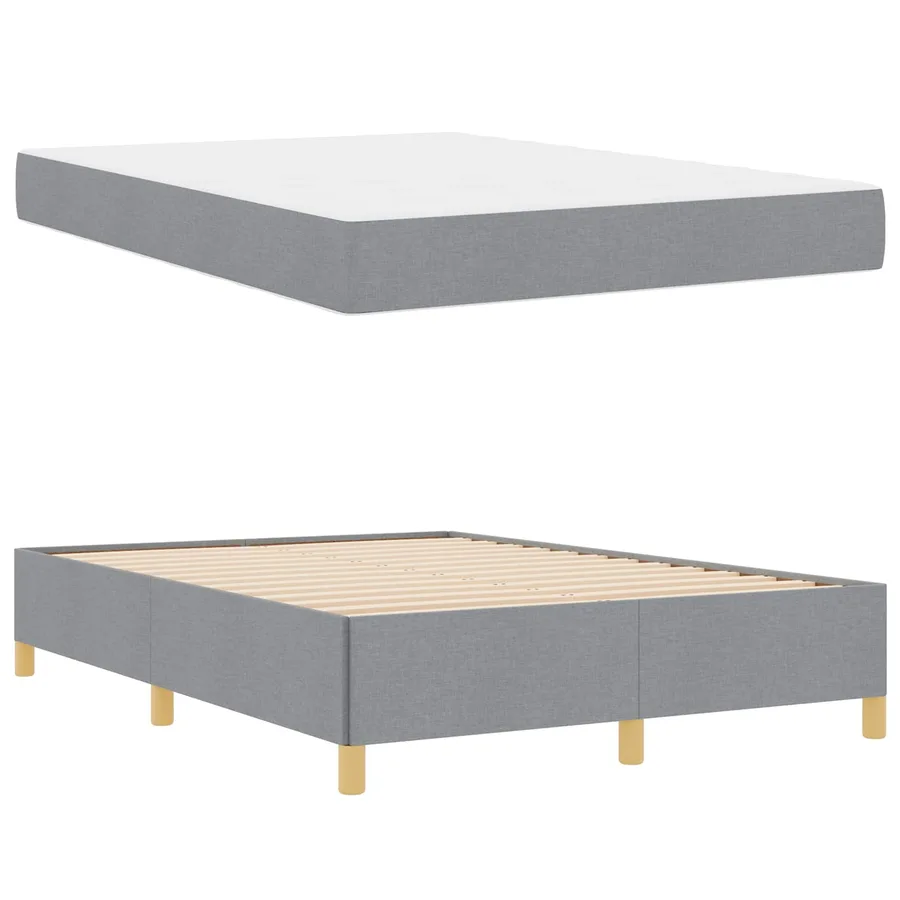 Cadre de lit avec matelas Gris clair 140 x 190 cm tissu - 5