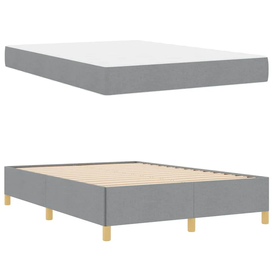 Cadre de lit avec matelas Gris clair 140 x 190 cm tissu - 6