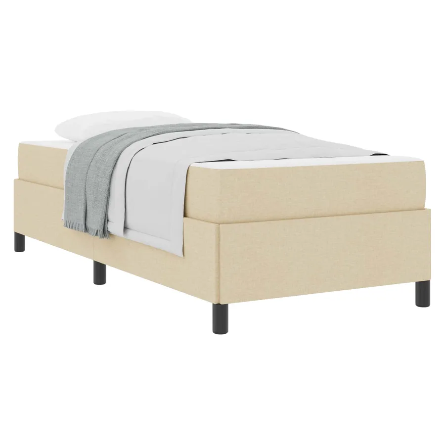 Lit à ressorts avec matelas Crème 90 x 190 cm tissu - 2