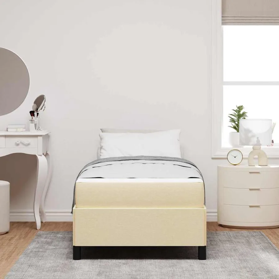 Lit à ressorts avec matelas Crème 90 x 190 cm tissu - 3
