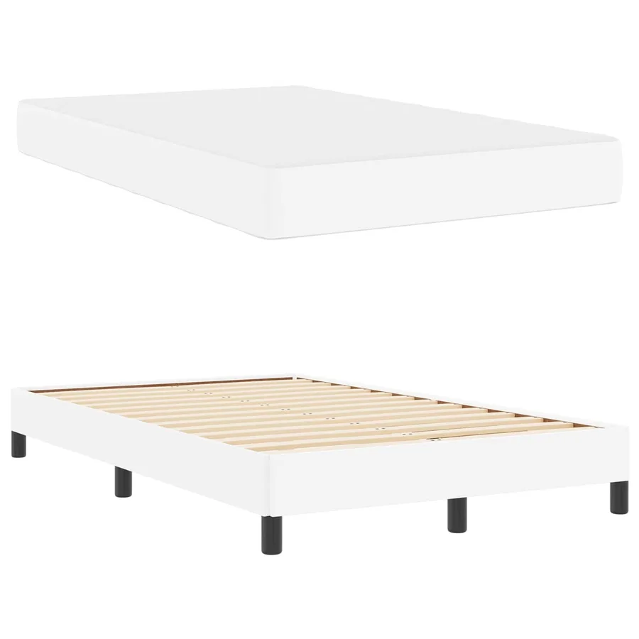 Cadre de lit avec matelas Blanc pur 120 x 200 cm tissu - 5