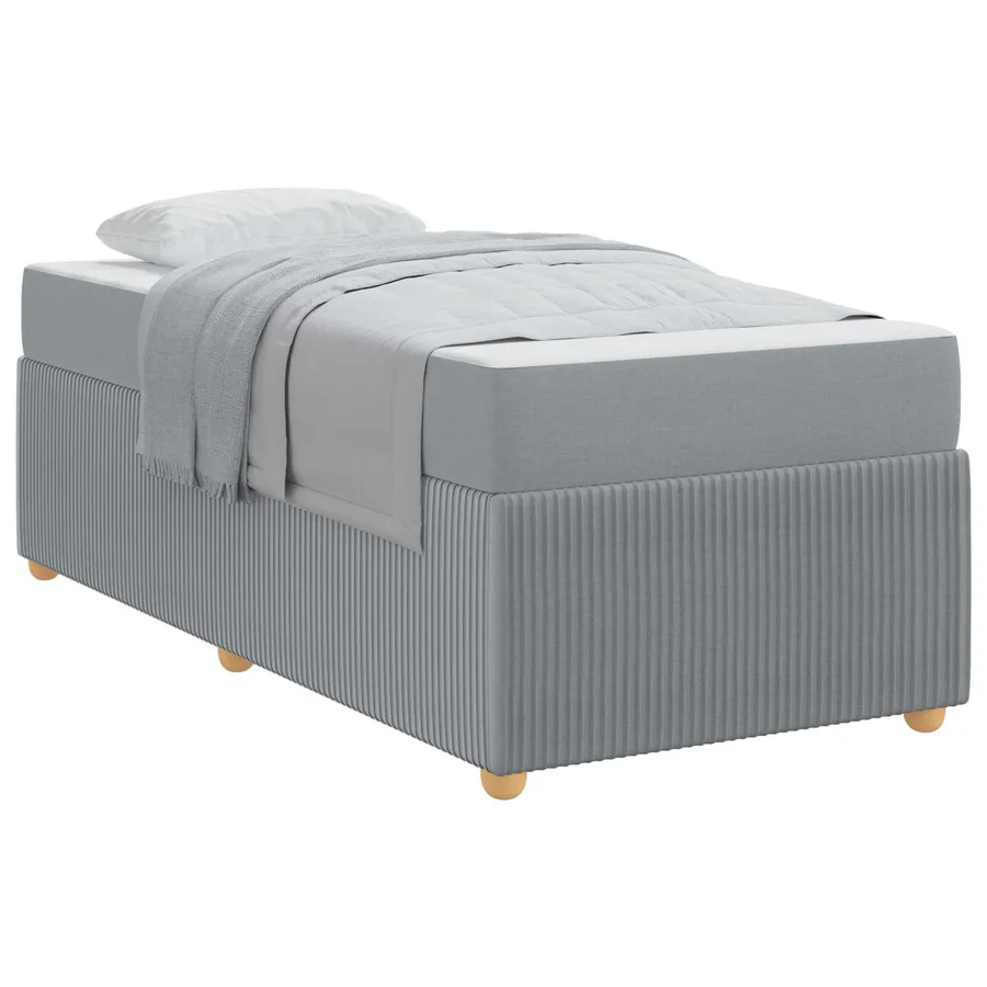Cadre de lit avec matelas Gris clair 90 x 200 cm tissu - 2