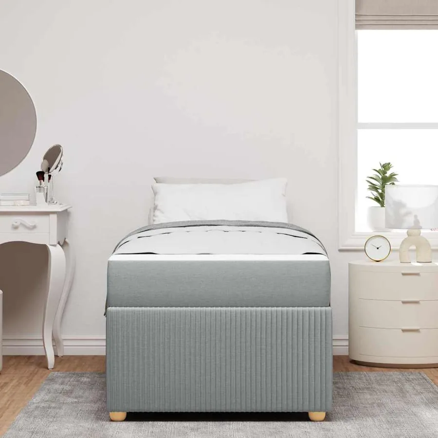 Cadre de lit avec matelas Gris clair 90 x 200 cm tissu - 3