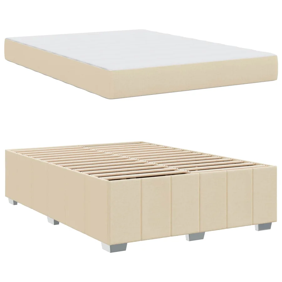 Cadre de lit avec matelas Crème 160 x 200 cm tissu - 5