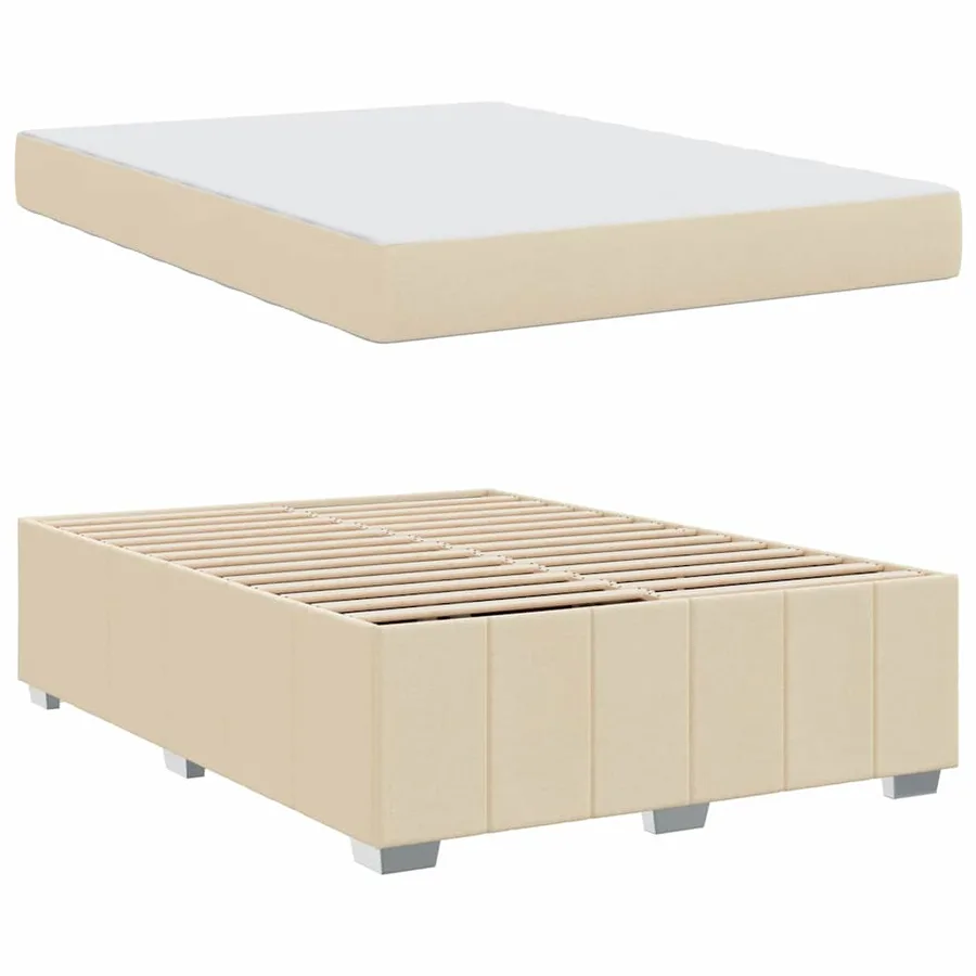 Cadre de lit avec matelas Crème 160 x 200 cm tissu - 6
